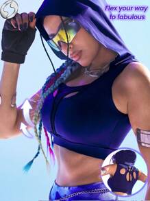 Innovista 女士连帽无袖运动短款上衣，豹纹网眼镂空设计，高弹透气，速干吸湿，聚拢提拉，适合跑步、骑行、高强度间歇训练、力量训练、瑜伽、普拉提、户外徒步、节日派对、冲浪度假、秋冬季运动休闲、办公室/健身房/居家办公等场合，实用百搭，简约时尚，适合日常穿搭，适合职场妈妈、健身爱好者、运动文胸、健身套装、运动套装等，情人节必备单品。 - 藏蓝色 - 查看 9