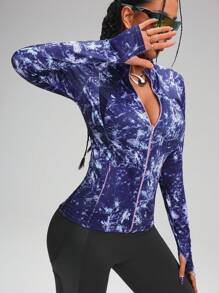 Innovista Women Activewear Abstract Marbling Cropped- Long Sleeve/ Zip-Up Hoodied Sports Jacket,Sweatshirts,Jersey Breathable Mesh Cut Out & High Elastic Gym Top, Lightweight & Dry Fit Workout Outfits , Pocket Multi-Use,Fitness Top Portable For Travel, Edgy & Unique Stylish Tracksuit,Tight Slim Fit, Cycle,Bike,Running,Cardio,Strength,Weights,Pilates,Yoga,Mat,Outdoor,Hike,Camping,Trail,Trekking,Volleyball,Going Out, Athleisure,Tennis,Golf, Music Festival,Party,Y2K,Electric,Spring Summer Gear,Women Clothes,Easter Gifts - Purple - View 9