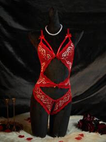 Spicy Aura 1 pièce Combinaison sexy en dentelle pour femme, Saint-Valentin - Multicolore - Voir 7