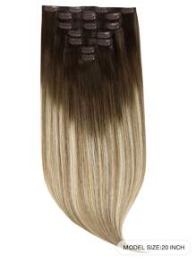 Seamless Clip Ins 7PCS Seamless PU Clip In Human Hair Extensions 100% Real Human Hair 14-22 Inch Balayage Ombre Blonde Color Skin Weft Remy Hair Extensions 110G With Clip Halloween Costumes - S3/8/613 - View 2