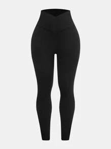 SHEIN Girlism Tween Girl 修身休闲舒适高腰交叉细节运动裤，多件装