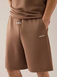 Manfinity VCAY Men's Knitted Fashion Daily Young Casual Loose Short-Sleeved POLO Shirt Elastic Waist Straight Shorts Suit Two-Piece - Chocolate Brown - View 5