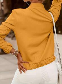 INAWLY Women's Short Basic Bomber Jacket, Lightweight For Spring Autumn Everyday Wear Fall Winter Cloth For Women - Yellow - View 2