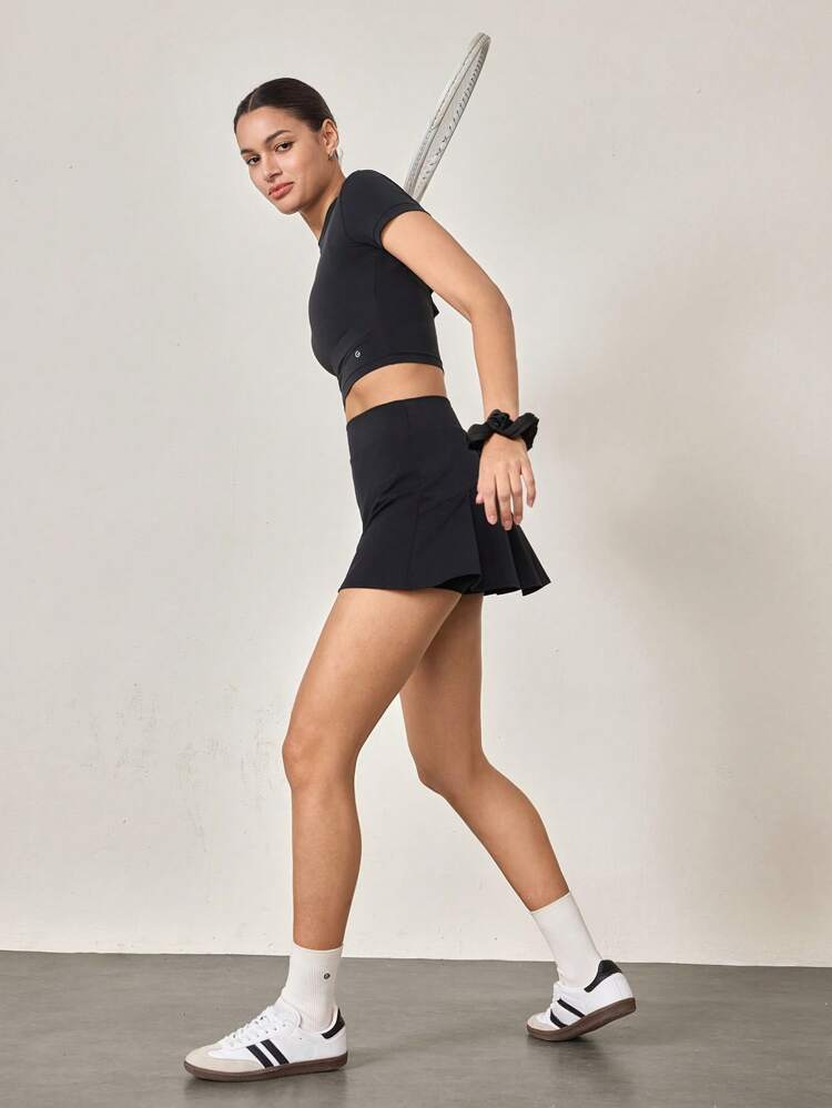 4.5" Comfy Stretchy 360° Tummy Control Ultra High-Waist V-Shaped Hip Ruffle Workout Skirt With Built-In Shorts Tennis Golf Daily Quick-Dry