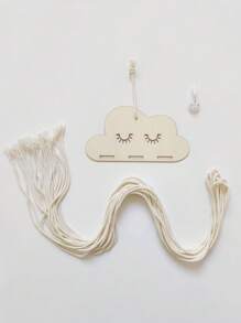 1 pieza Soporte colgante con forma de nube para almacenar horquillas, lazos, diademas y accesorios, estilo pastoril, soporte de horquillas de cuerda trenzada DIY en beige para decoración del hogar