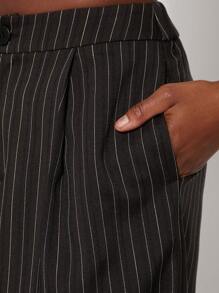 NYA SZN Quần dài ống rộng kẻ sọc mùa xuân, thích hợp cho lễ hội, hè, công sở, tiệc brunch, đi làm, dự tiệc cưới, sự kiện đặc biệt, lễ hội hóa trang dành cho nữ. - màu đen - Xem 4