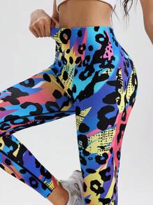 SHEIN Sport Gameset Naadloze geometrische luipaardprint kleurrijke legging