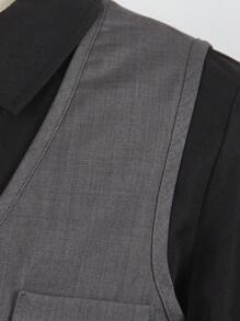 SHEIN Tween Boy 绅士 3 件套 - 双排扣背心 + 黑色衬衫 + 长裤，生日派对、典礼、婚礼、情人节的正式服装 - 灰色 - 查看 6