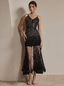 Anewsta 全新优雅露背细肩带 V 领派对鸡尾酒会连衣裙，适合女士，朴素，喜庆，夏季 - 黑色 - 查看 6