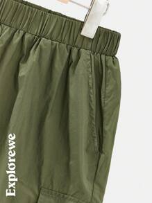 SHEIN Teen Boy Minimalist Fashion Casual Lightweight Jacket And Shorts Set, Everyday Wear - Green - View 10