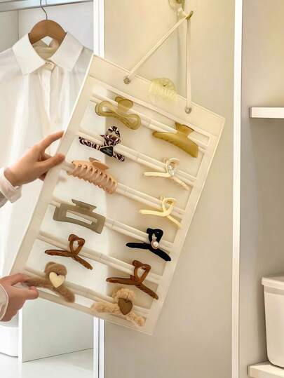 1 pieza Organizador plegable de joyas para pared para clips para el cabello, corbatas, diademas y almacenamiento de accesorios, almacenamiento de gafas de sol, regalo para el Día de San Valentín (S/M/L)