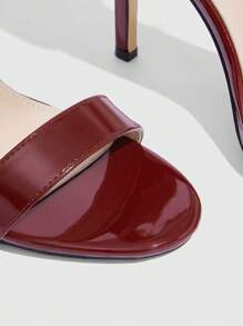 CUCCOO SZL Peep Toe Stiletto Burgundy Hoge Hak Strass Transparante Muiltjes, Sexy Ademende Zomer Dames Hoge Hak Sandalen