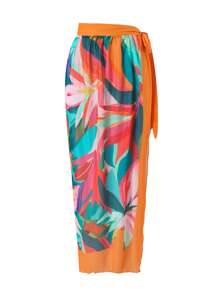 Swim Oasis Conjunto de 2 piezas de talla grande - Traje de baño de una pieza sexy con estampado floral y falda de malla de cintura alta para playa, conjunto elegante de ropa de baño de una pieza para vacaciones de verano