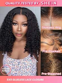 Glueless 5 X 5 Lace Closure Wig Curly Wave Pre Plucked Fuller Density Pre Bleached Human Hair Wig - SNatural - View 1