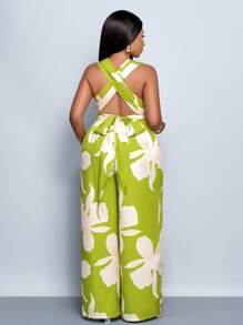 SOLERSUN Plus Size Spring And Summer Fashion, Elegant And Sexy, Valentine's Day, Wedding Season Party, Music Festival, Beach, Seaside Vacation, Romantic Date, Halter Neck Tie, Cross Waist Tie - Green - View 5