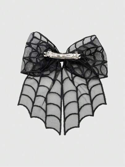 Goth 1pc Gothic Lace Spider Web Bow Style Hair Clip Accessory For Women, Carnival Claw Clips Hair Claws Hair Barrettes