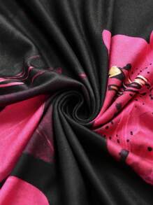 Rometta Large Floral Print Elastic Bodycon Fishtail Skirt, New Stylish & Versatile High Waist Fishtail Skirt For Women Fall Cloth For Women - Hot Pink - View 6