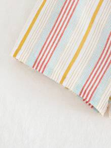 Cozy Pixies 女宝宝彩色条纹圆领无袖连身短裤休闲百搭