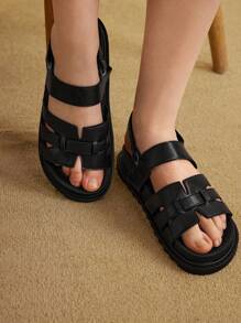 HighSole Sandálias Planas de Sola Dupla e Grossa Preta da Moda para Mulheres, para Primavera e Férias de Verão, Promoção de Verão, Natal, Ano Novo, Outono