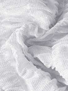 Swim SXY Springbreak Fashionable Elegant Cute Draped Frilled Metallic Mesh Triangle Halter Solid Color Side-Tie Bikini Two-Piece Swimwear, Summer Beach Vacation - White - View 5