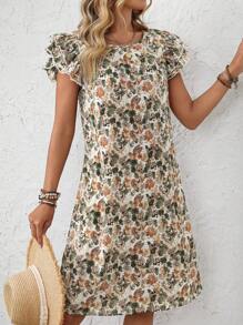 EMERY ROSE 女士圆领全花卉印花休闲中长连衣裙 - 彩色 - 查看 5