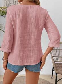 EMERY ROSE Ladies' Plain Simple Daily Casual Shirt - Dusty Pink - View 2
