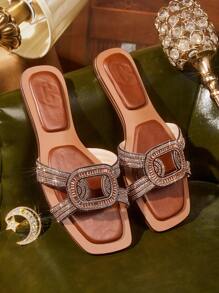 CUCCOO TILAWA 女士水钻装饰休闲平底凉鞋 - 玫瑰金 - 查看 1