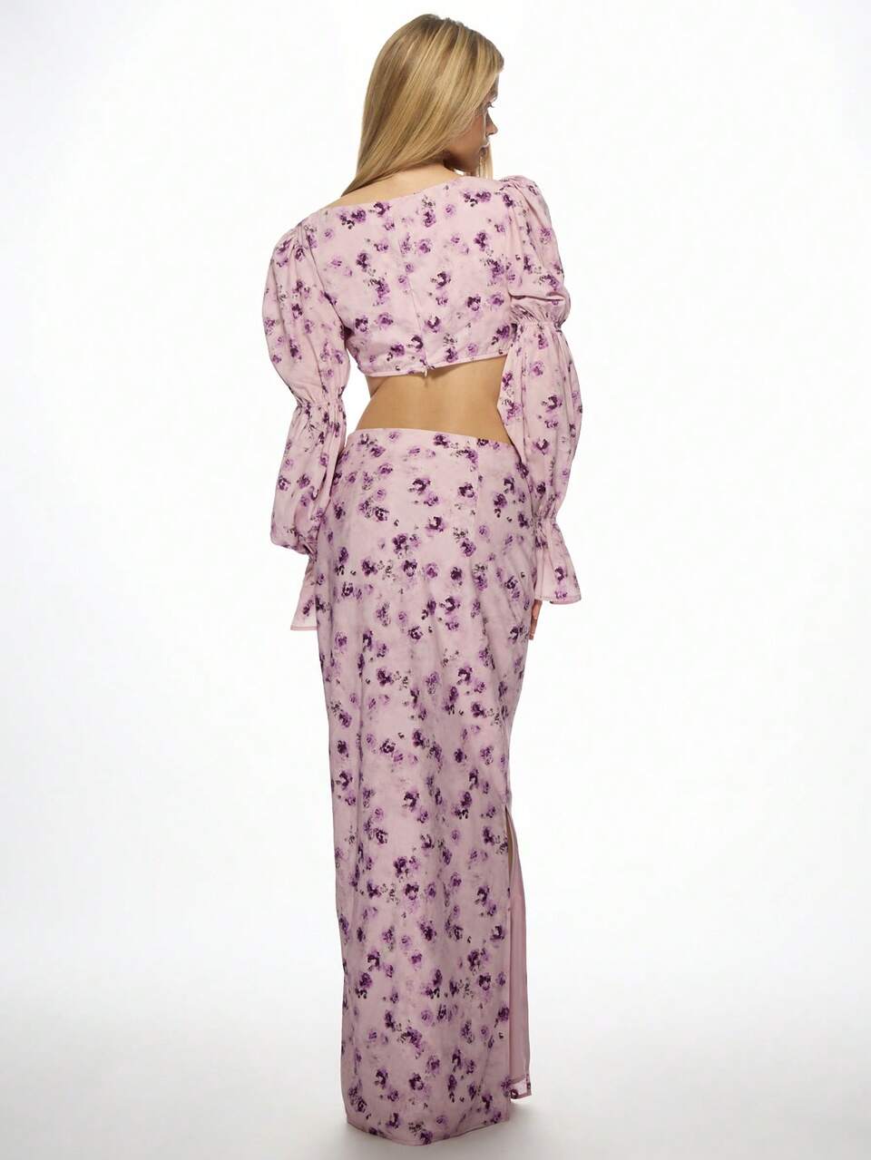 MISSGUIDED Milkmaid Co-Ord Set Puff Sleeve Crop Top With Maxi Skirt Floral Print Summer Beach Boho Festival Two Piece Outfit Party Vacation Dress Set