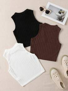 SHEIN Unity Women Solid Color Minimalist Casual Everyday Tank Top - Multicolor - View 2