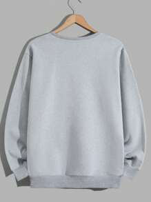 RueChic Men Letter Printed Regular Sweatshirt & Short Set - Grey - View 8