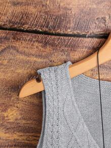 Franclia Women's Geometric Texture V-Neck Sleeveless Casual Knit Top - Grey - View 3