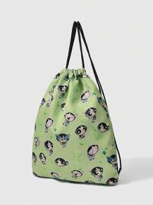 THE POWERPUFF GIRLS X SHEIN Women's Fashion Cartoon Pattern Drawstring Backpack, School Backpack - Multicolor - View 5