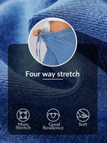 Flexra Plus Size Women Loose Stretchy Knit Denim Waistband Straight Leg Pants Apple Bottom Jeans - Blue - View 7