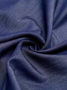 SHEIN Clasi 女式前扣长袖口袋休闲优雅衬衫 - 藍色 - 查看 6