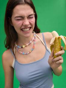 COUREZ Double Layer Cami Top Y2K Sexy - Grey - View 5