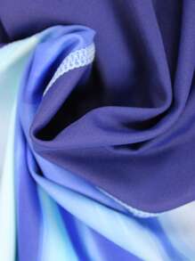 Manfinity Swimmode Men's Long Sleeve Swim Shirt: Blue Wave Print Rashguard For Beach And Surfing Men Swim Trunks - Blue - View 8