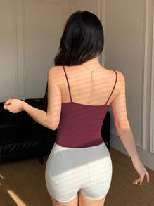 DAZY Women's Criss-Cross Strap Fitted Cropped Camisole Tank Tops - Burgundy - View 3