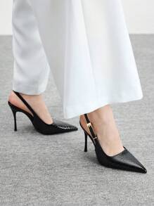 CUCCOO BIZCHIC Women's Minimalist High Heel Casual Pumps, Suitable For Daily Wear Spring Shoes Spring Break Easter For Christmas Valentine's Day - Black - View 9