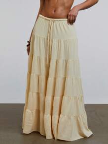 Athîral Women Butter Yellow Loose A Line Maxi Skirts Elegant Old Money Aesthetic Spring/Summer