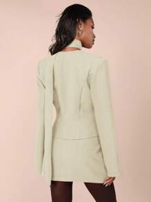 SHEIN X ELOISA & ORSON COSMINA Set de 2 piezas de chaqueta de manga larga de unicolor y falda tipo A para mujer, simple y de moda para uso diario casual