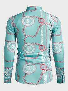 Manfinity AFTRDRK 男士长袖衬衫简约时尚休闲日常 - 薄荷藍 - 查看 2