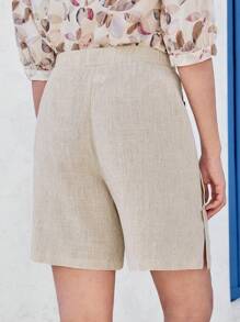 EMERY ROSE Short décontracté d''été pour femme avec poches avant et taille élastiquée, en tissu abricot - Nude - Voir 2