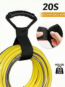 1 szt. Paski do przechowywania Easy-Carry Wrap-It - Paski na rzepy z uchwytem do przenoszenia do węża ogrodowego, przedłużacza, kabla, garażu, łodzi, akcesoriów do kampera - Czarne - Zobacz 2