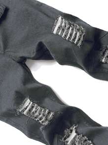 Manfinity Homme 大码男式做旧洗水修身牛仔裤 - 灰色 - 查看 6