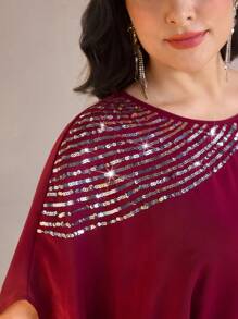 Modelyn Elegant Plus Size Women Batwing Sleeve Bodycon Dress