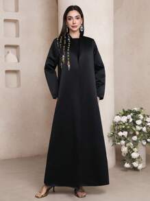 Al Najma Women's Simple Stylish Casual Arabic Abaya, For Daily Wear, Modest Robe - Black - View 6