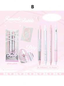 SHEIN 4pcs Soft Ribbon Gel Pens Set Ballet 0.38mm/0.5mm Ballpoint Quick-Dry Black Color Ink For Writing Gift Back To School