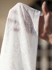 Manfinity RSRT 男士纯色网眼刺绣短袖休闲度假衬衫 - 白色 - 查看 6