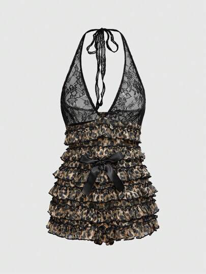 Combinaison sans manches à imprimé léopard pour femmes, style Y2K