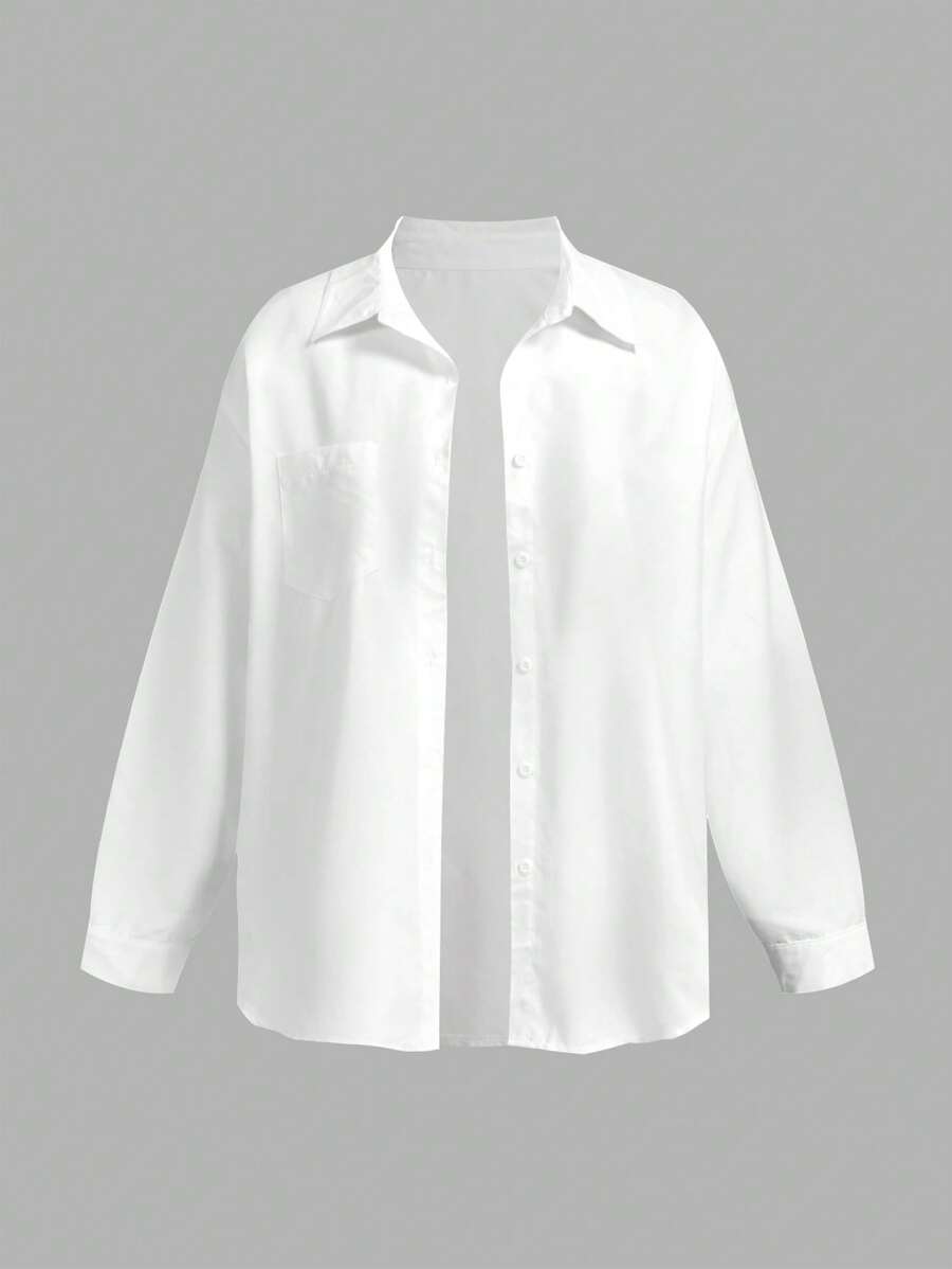 SHEIN EZwear 大码纯色细肩带吊带背心和夹克两件套,休闲 - 白色 - 查看 1